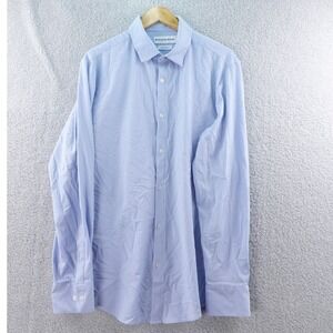 Mizzen‎ Main XL Trim Fit Long Sleeve Performance Dress Shirt Blue Plaid Business
